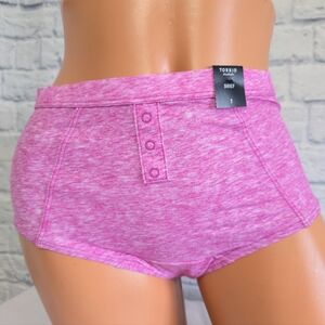 Torrid Microfiber Heather Pink Mid Rise Brief Panty w/ Placket Plus Size 1X New